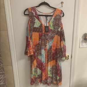 NWT Ninety Colorful Patchwork Midi Dress in size X-LARGE